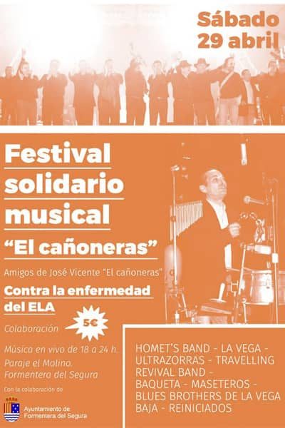 Cartel Festival Solidario Musical CAÑONERAS Formentera del Sergura Alicante 2017 fotos del concierto
